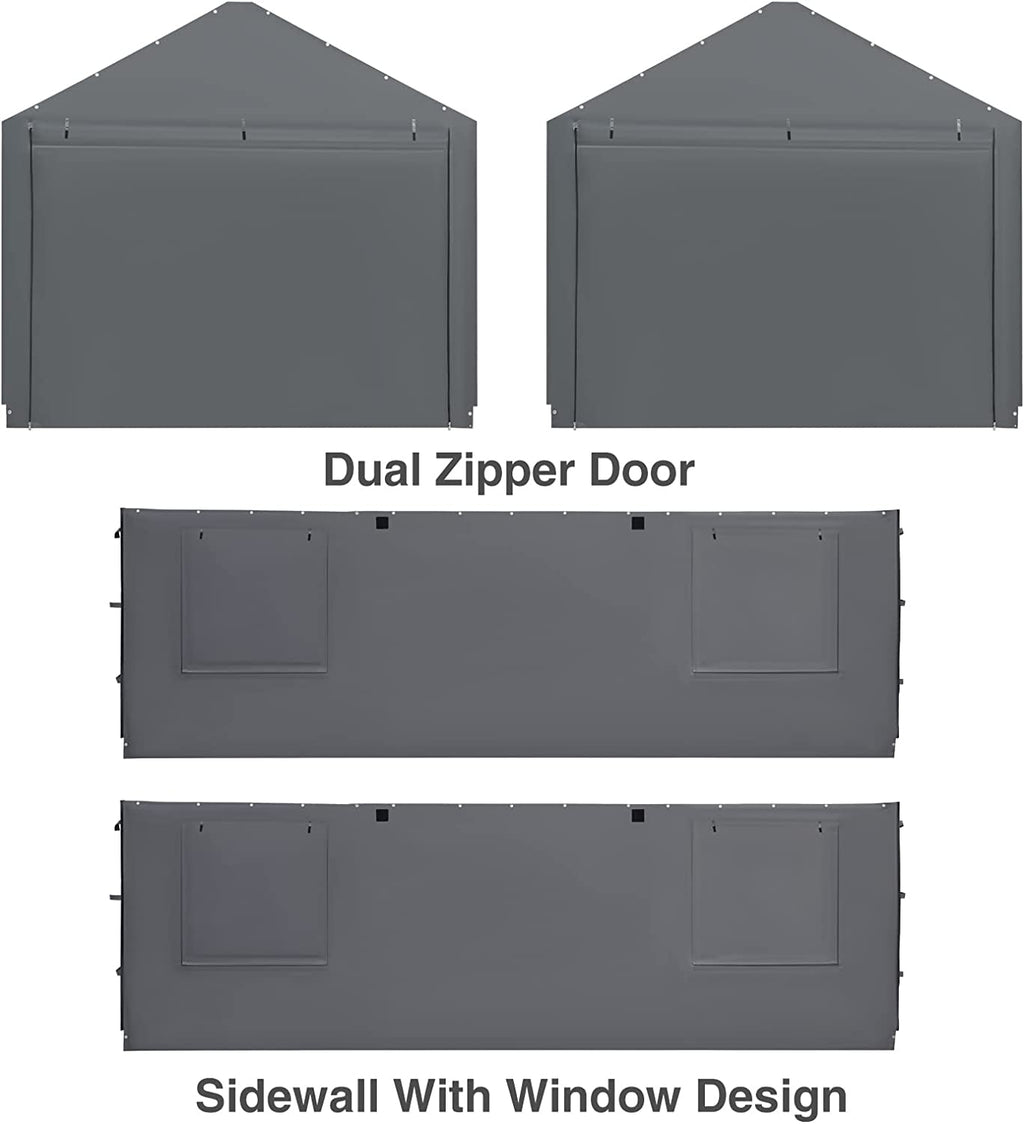 Gray 180G Waterproof UV Protected Replacement Sidewall for 12' x 20' Carport Frame C75708