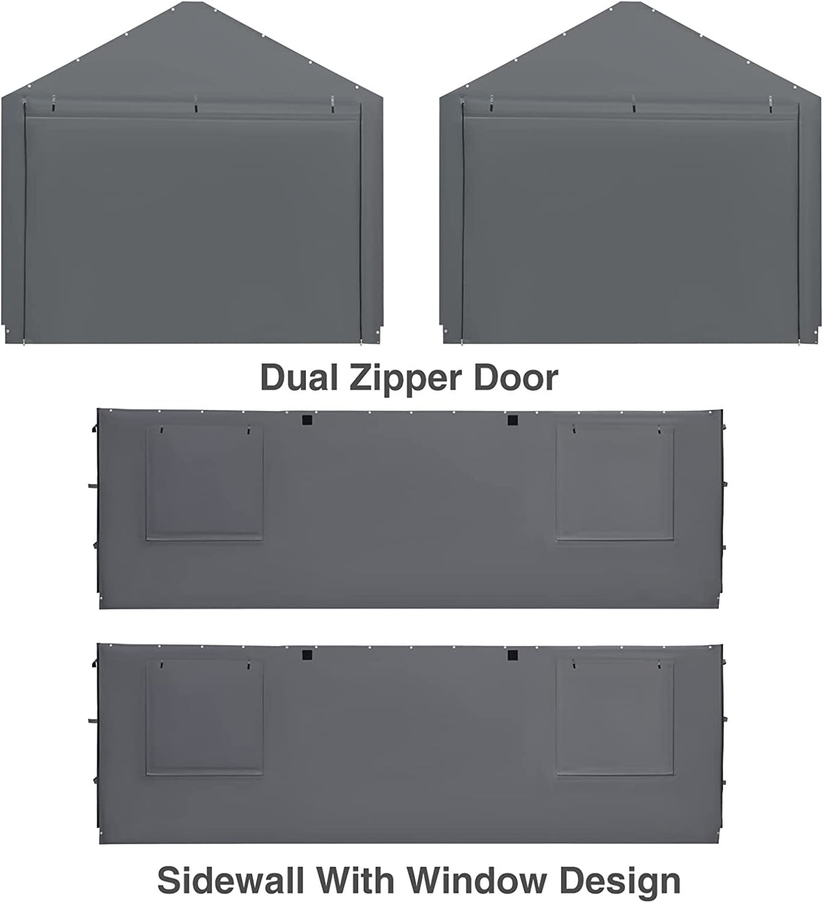 Gray 180G Waterproof UV Protected Replacement Sidewall for 12' x 20' Carport Frame C75708