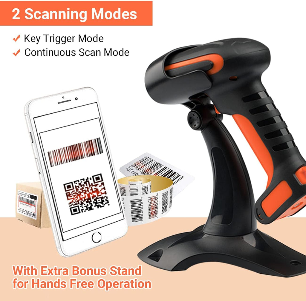 2 Pack Industrial Wireless Barcode Scanner 2D QR 1D 2.4G Bluetooth Drop Resistant X938298