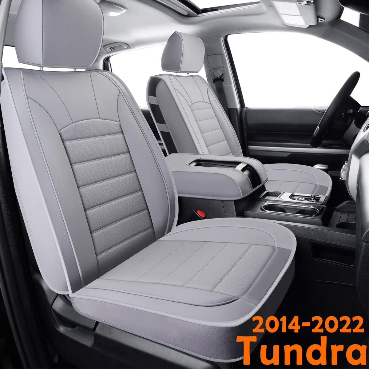 Black Front Faux Leather Seat Covers Q89671