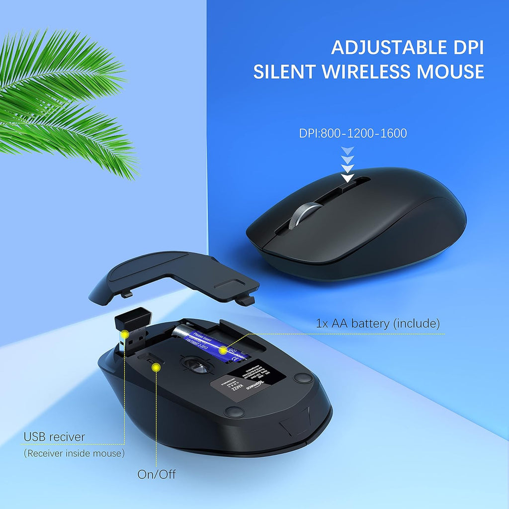 Wireless Silent Keyboard and Mouse Combo with Calculator Button Y907