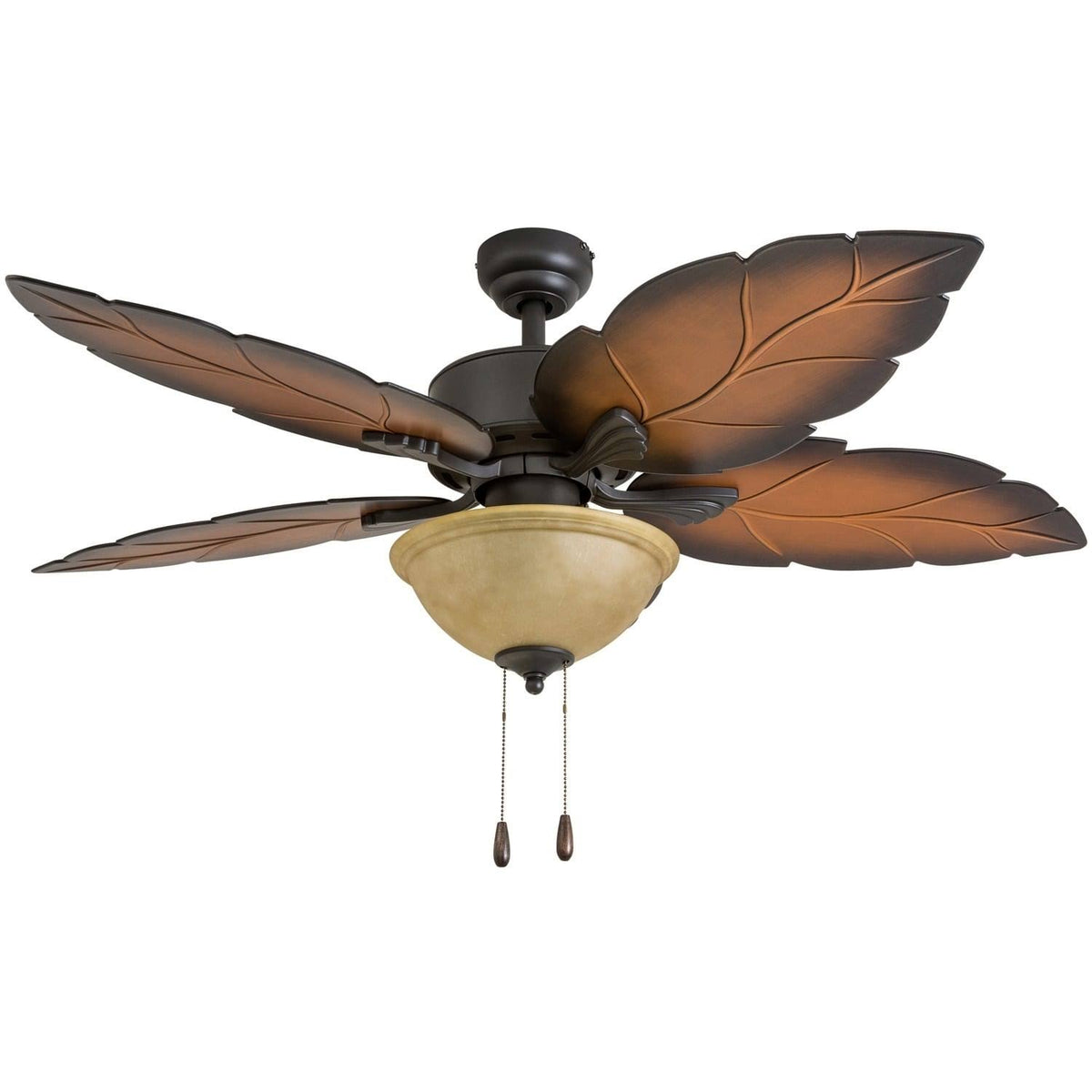 Aged Bronze Ceiling Fan with Light, Mocha Blades T66338