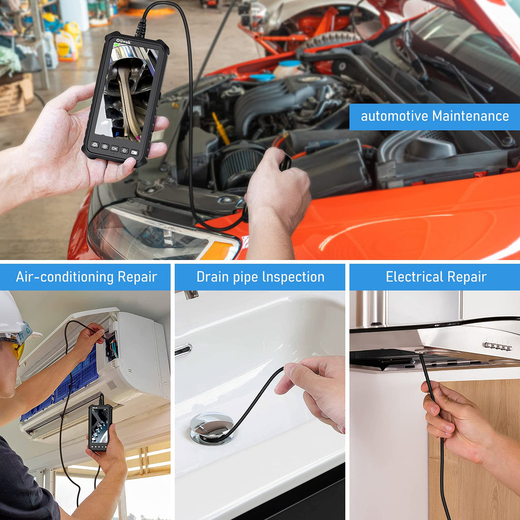 Dual Lens Endoscope Camera 1080P 5.18 IPS Screen 5mm IP67 Waterproof Snake Camera with 7 LED Lights 32GB Card 16.5FT S62775
