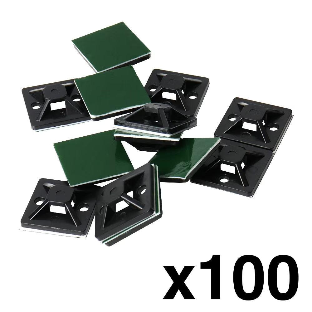 Black Mounting Base for Cable Runs, 100 Pack W595