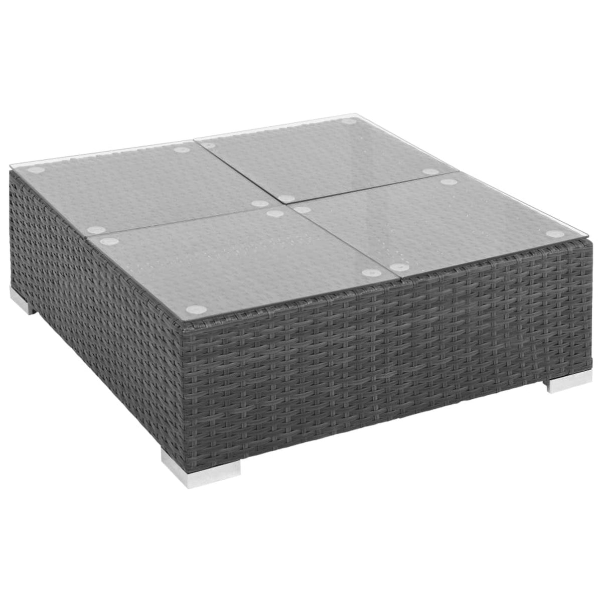 6 Piece White Cushioned Poly Rattan Patio Conversation Set with Coffee Table O909